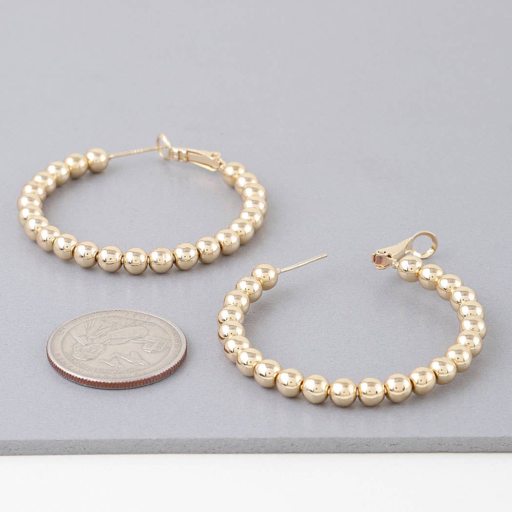 Shiny Beaded Hoop Earrings