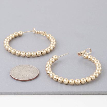 Shiny Beaded Hoop Earrings