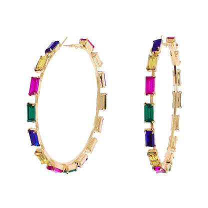 80MM Crystal Cluster Hoop Earrings