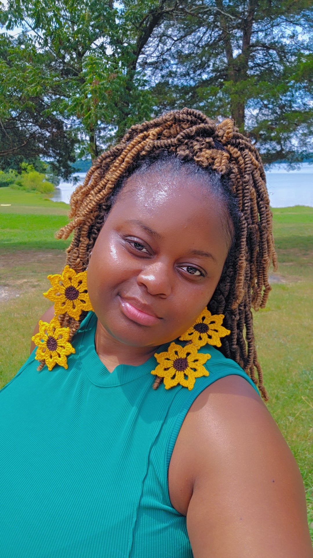 Sunflower Sunshine double flower earrings