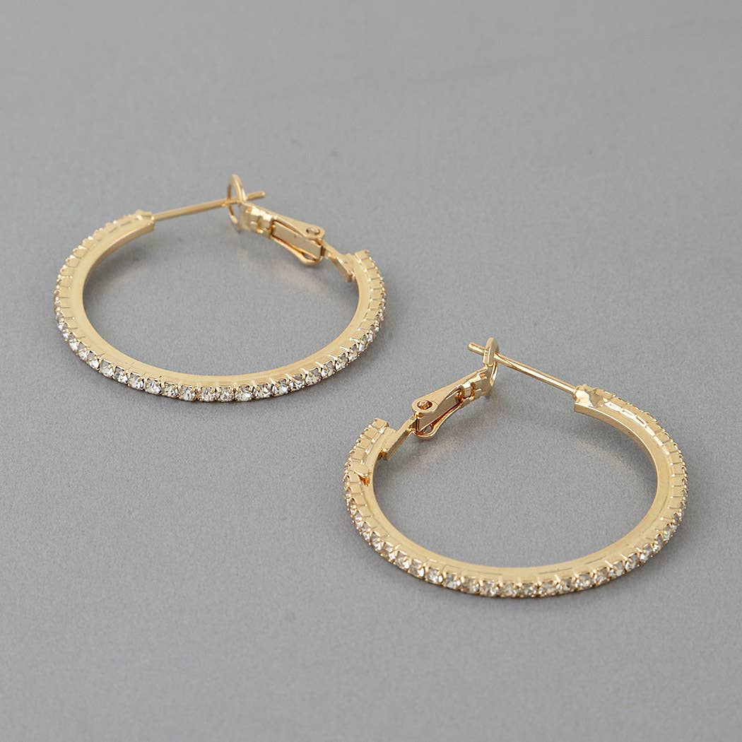Rhinestone Lined Hoop Earrings