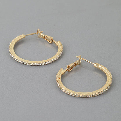Rhinestone Lined Hoop Earrings