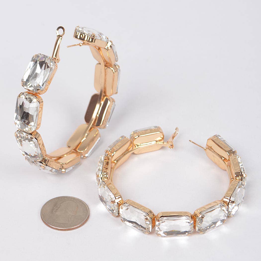 RHINESTONE EMBELLISHED HOOP EARRING
