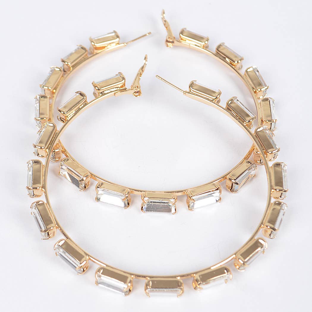 Rectangle Rhinestone Hoop Earring