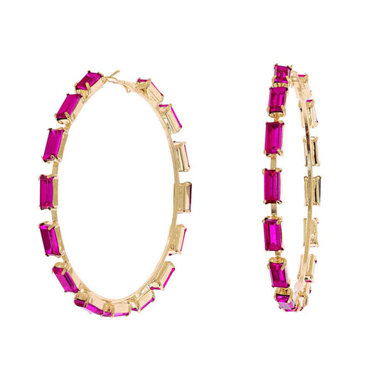 80MM Crystal Cluster Hoop Earrings