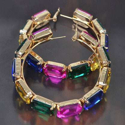 RHINESTONE EMBELLISHED HOOP EARRING