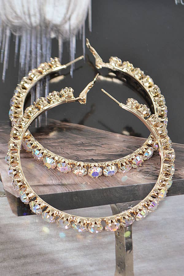 Bulk Rhinestone Hoop Earrings