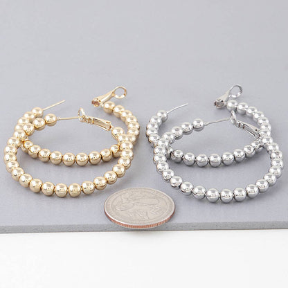 Shiny Beaded Hoop Earrings