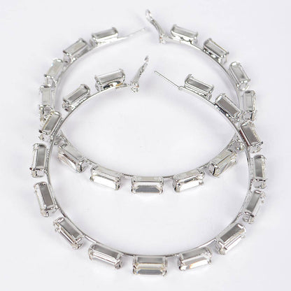 Rectangle Rhinestone Hoop Earring