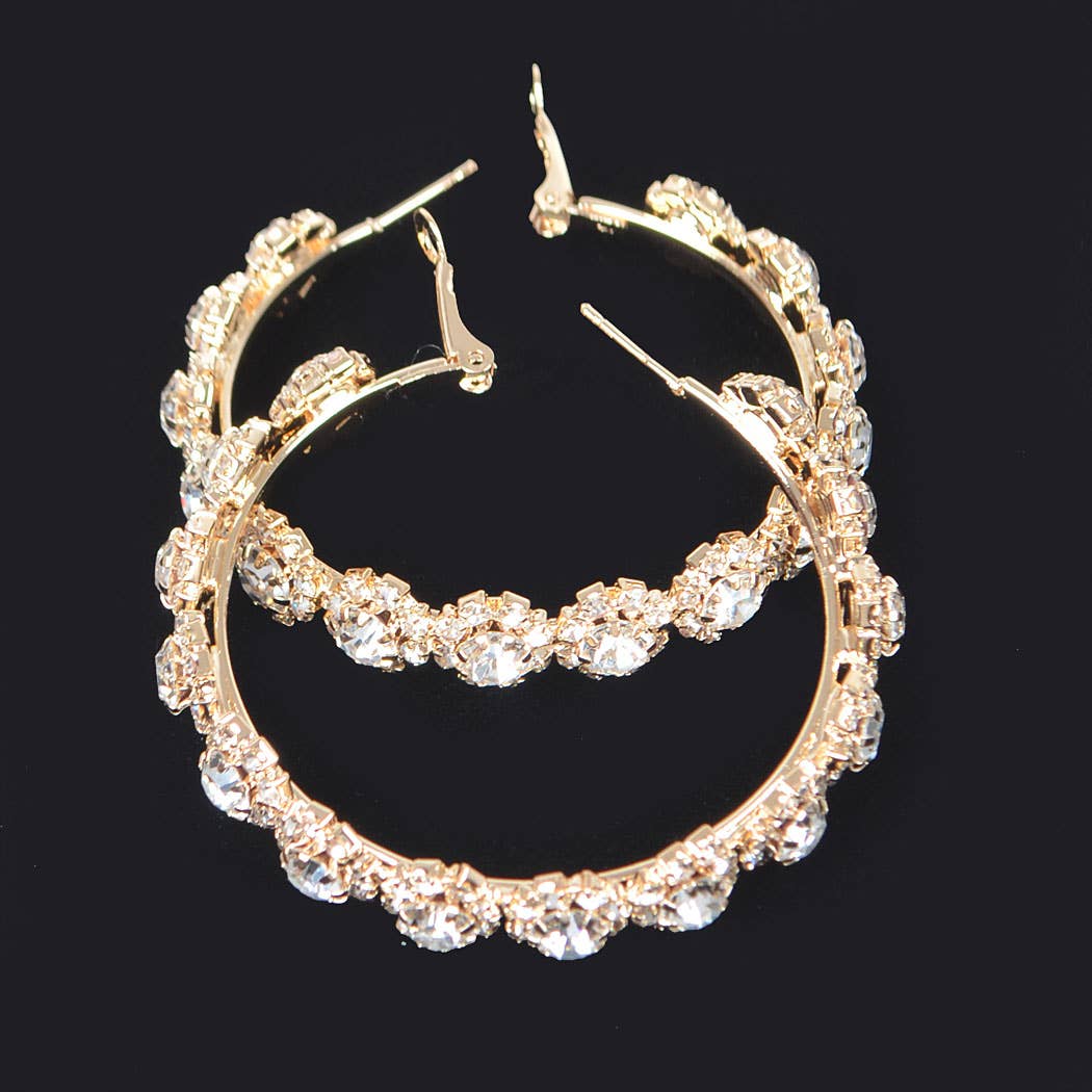 Multi Rhinestone Flower Hoop Earring