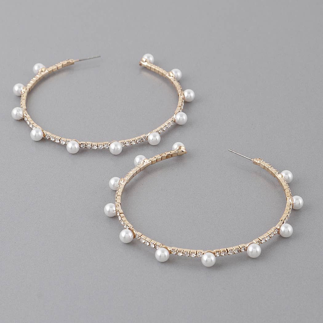 Large Jewel N Pearl Hoop Earrings