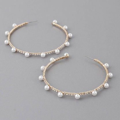 Large Jewel N Pearl Hoop Earrings