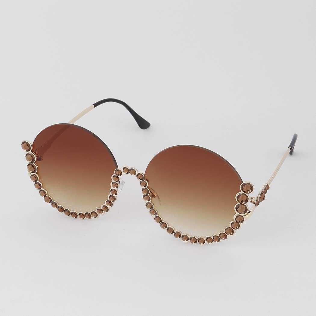 Bejeweled Round Sunglasses