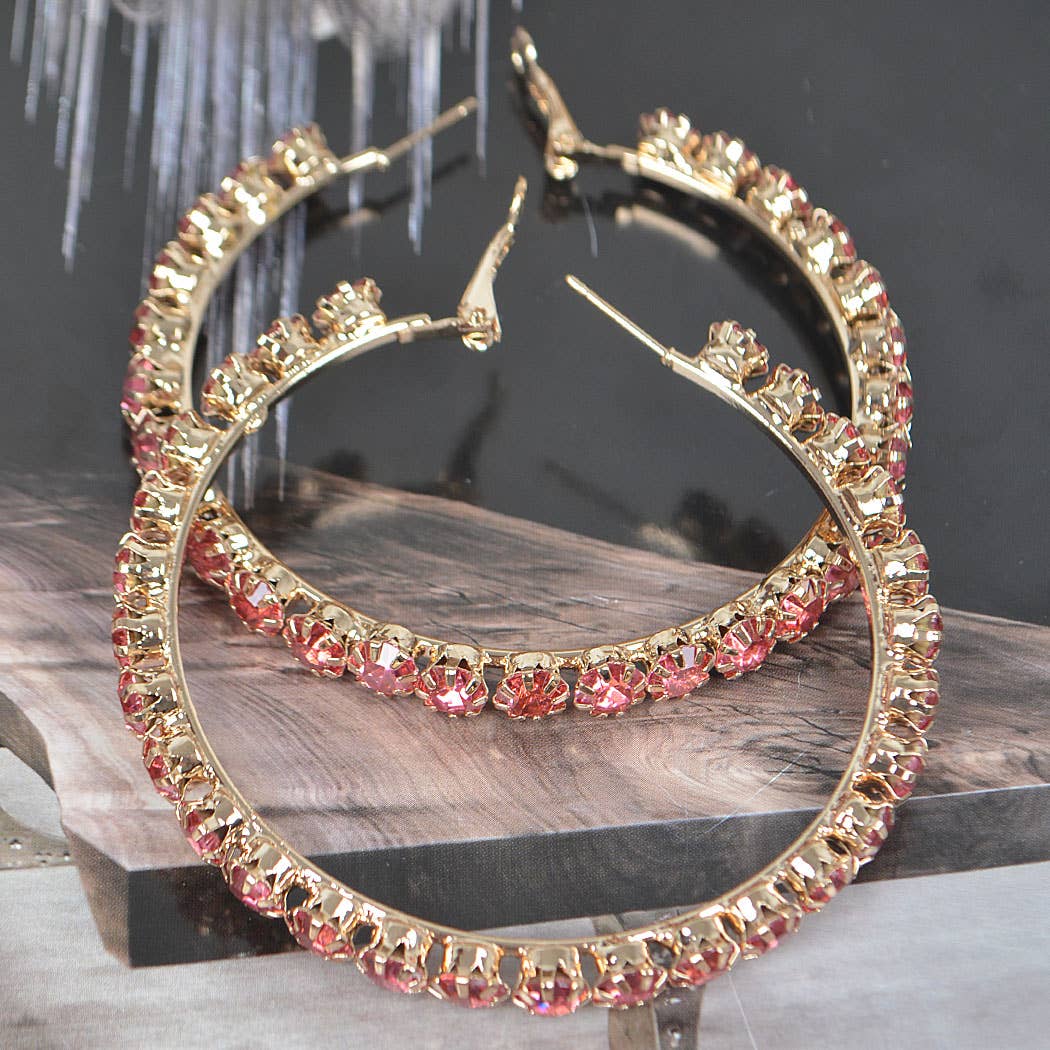 BULK RHINESTONE HOOP EARRINGS