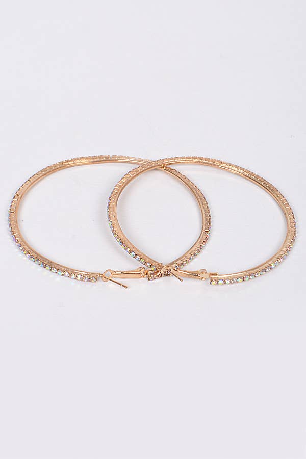 7CM Double Rhinestone Hoop Earring