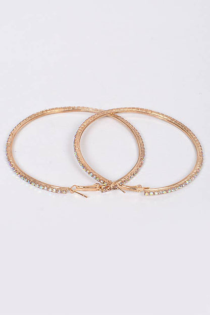 7CM Double Rhinestone Hoop Earring