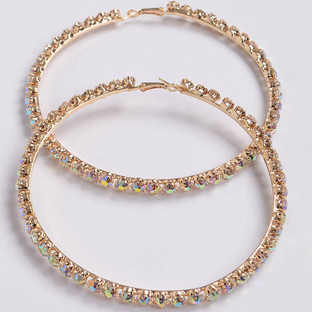 Upside Down Multi Rhinestone hoop Earring