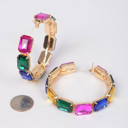 RHINESTONE EMBELLISHED HOOP EARRING