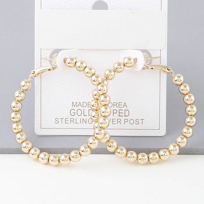 Shiny Beaded Hoop Earrings
