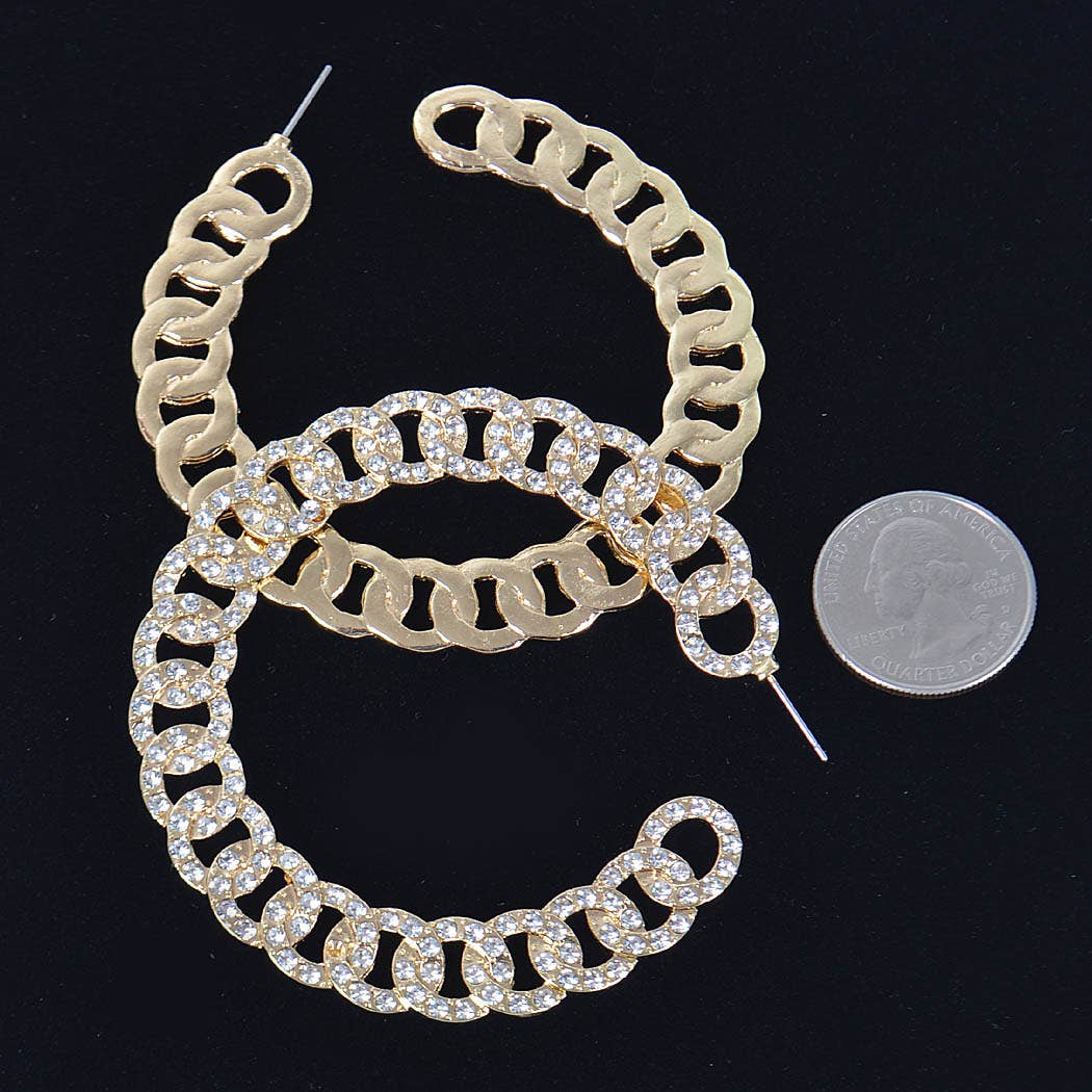 70mm Stoned Chain Hoop Earring