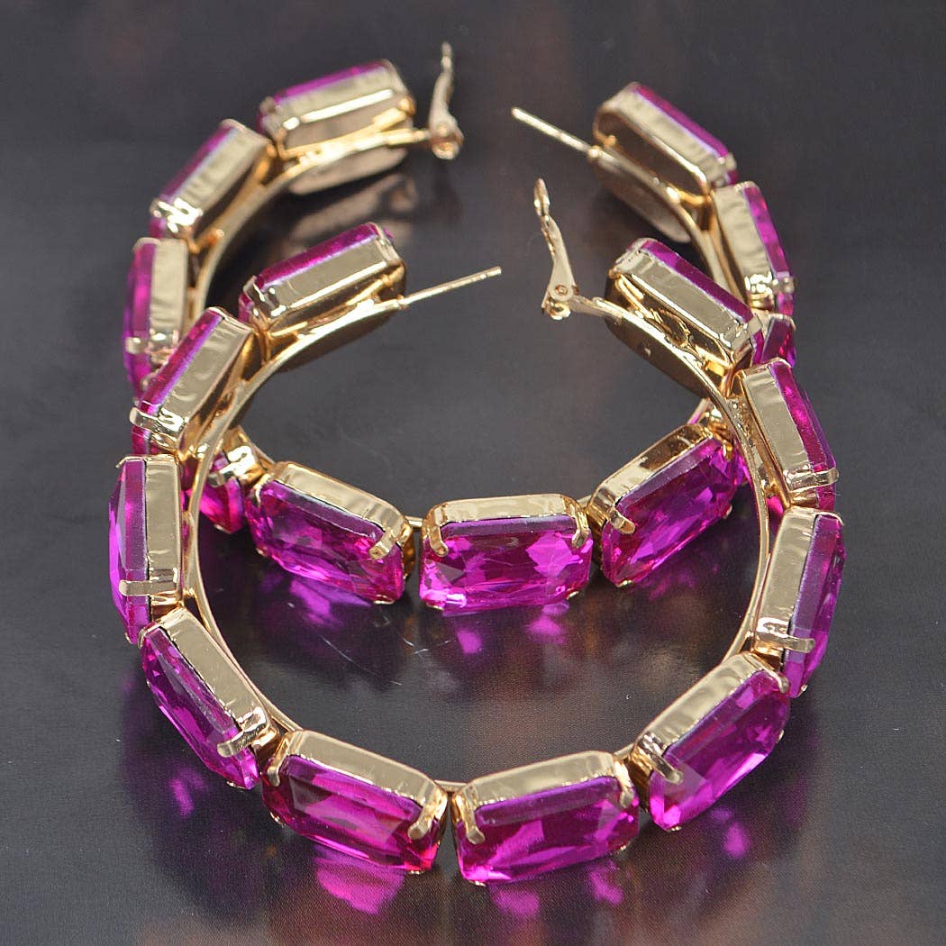 RHINESTONE EMBELLISHED HOOP EARRING