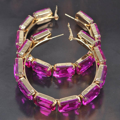 RHINESTONE EMBELLISHED HOOP EARRING