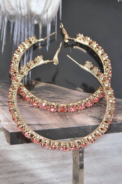 Bulk Rhinestone Hoop Earrings
