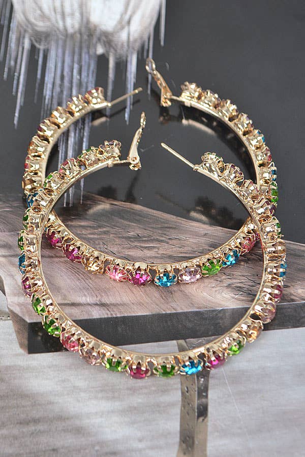 Bulk Rhinestone Hoop Earrings