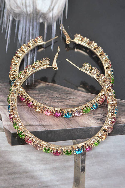 Bulk Rhinestone Hoop Earrings