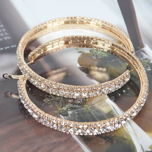 Multi Rhinestone 80mm Hoop Earring