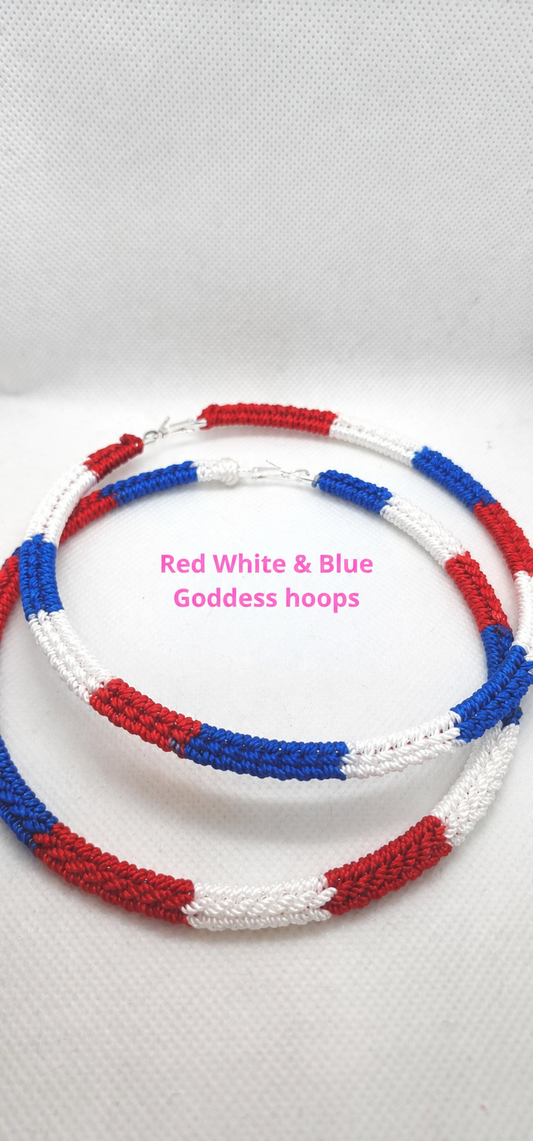 Red white and blue goddess Hoopz