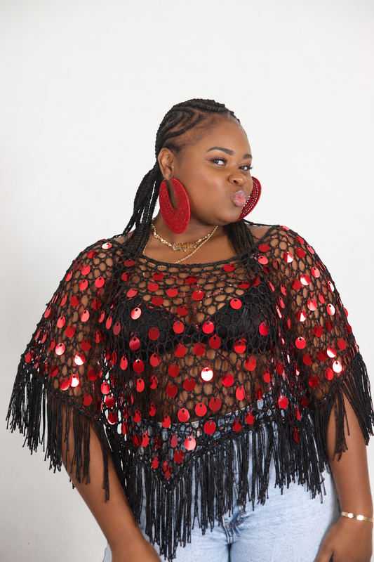 Head Turner Sequin Poncho